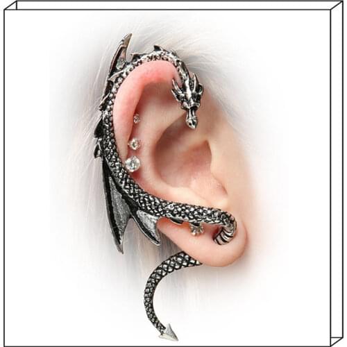 2021 hot sale Flying dragon ear clip earrings ear pin European and American creative fashion flying dragon ears punk
