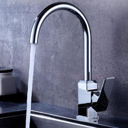 LIUYUE Kitchen Faucets Chrome/Black Brass Large Bending Round Mouth 360 Rotate Kitchen Faucet Cold Hot Water Mixer Sink Taps