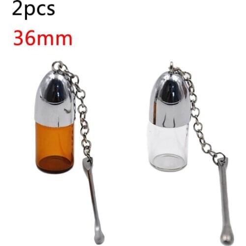 2pcs Glass Pill Box With Metal Spoon Portable Keychain Waterproof Pill Organizer Outdoor Travel Camping Medicine Storage Bottle