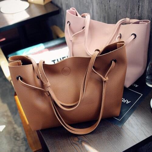 Tote 2 pcs Fashion PU Envelope Leather Ladies Handbag Messenger Lychee pattern Shoulder Bag Wallet Famous brand 2021 Casual