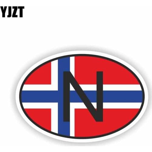 YJZT 9CM*6CM N NORWAY Country Code Reflective Creative Body Car Sticker Decal PVC 6-0202