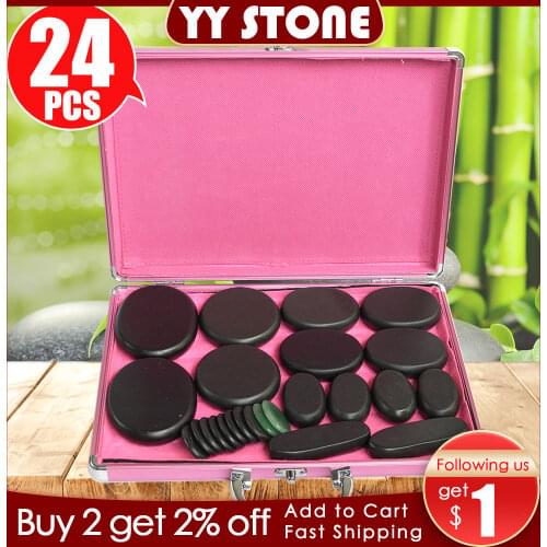 Tontin 24pcs/set Hot stone massage body massage stone set Salon SPA with heating box CE and ROHS health care back massager