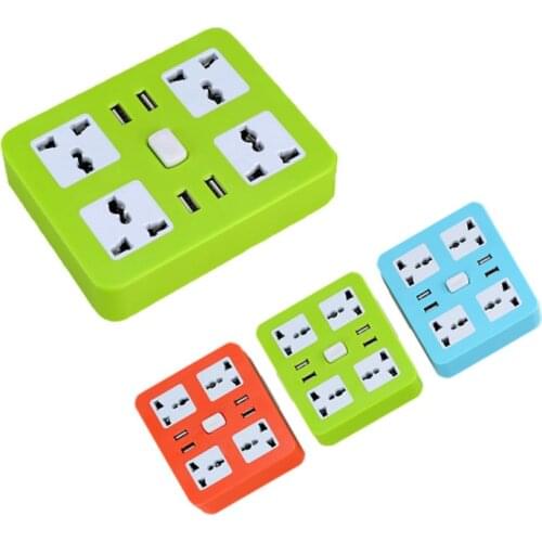 Smart USB Power Strip Socket EU/UK/US Plug 4 Outlet 4 Port USB Charger Socket - 2M Power Cord For Phone Tablet PC