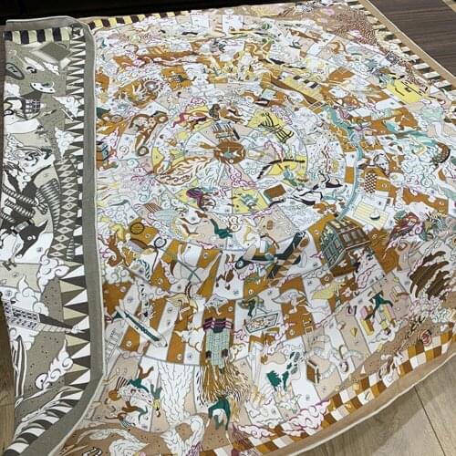 ToonPAINT Forest Castle Digital Printing Thickened Warm Shawl 70% Cashmere + 30% Silk Scarf Multi Wraps Muffler By Hand KSR15