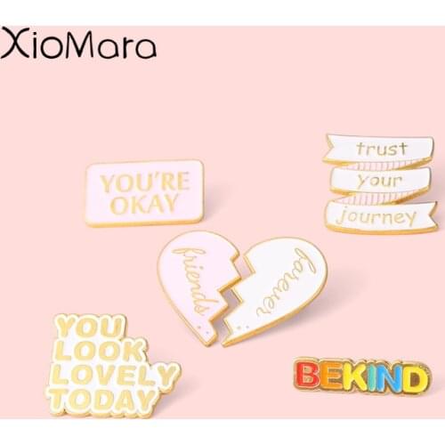 Inspirational Funny Quote Enamel Pins Badge Split Love Encouraging Brooches Backpacks Clothes Lapel Pin Jewelry Gift For Friends
