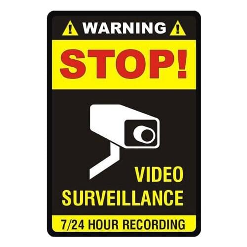 Interesting Stop Video Surveillance Car Sticker Accessories KK Vinyl PVC 10cm*7cm Motorcycle Laptop Decal