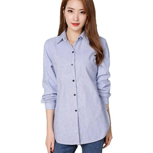 VogorSean Cotton Women Blouse Shirt 2019 Spring Summer Cottons Plus size Womans Blouses Shirts Casual Tops White/Blue/Pink