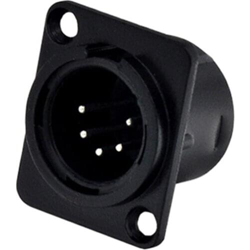 High quality 5pcs/lot 5 Pin XLR Male Socket Chassis Panel Mount Metal Audio DMX Video Connector