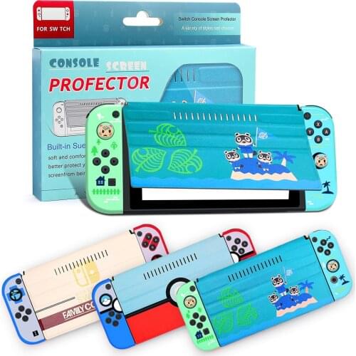 Protective Leather Case for Nintendo Switch Animal Crossing Shell 5 in 1 Joystick Cap NS for Joy-Con Controller Cover Skin Case