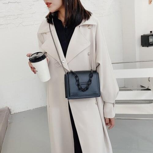 New Fashion Solid Color Women Shoulder Messenger Bags Retro PU Leather Chain Small Square Ladies Shoulder Crossbody Handbags