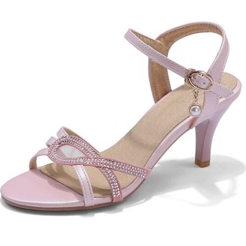 Women Sandals Summer Gladiator Fine High Heels Leather Peep Toes Ankle Buckle Strap Party Shoes White Sandalia Mujer 2021 9-9