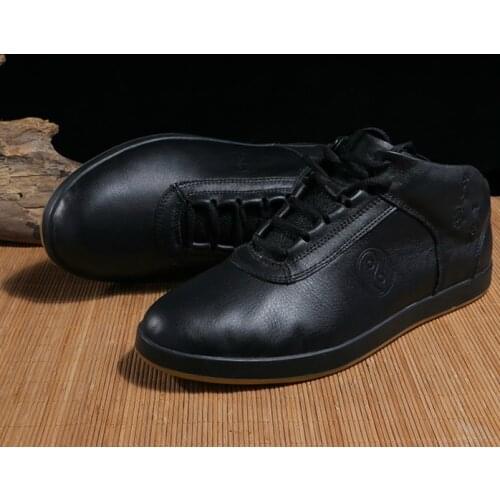 Winter High Quality Cowhide Tai Chi Shoes Genuine Leather Kung Fu Shoes Martial Arts Sneaker Sports Training Footwear