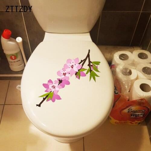 ZTTZDY 19.9*19CM Pink Cherry Blossom Home Wall Decal Decor Creative Toilet Seat Stickers T2-0220