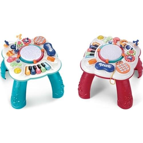 12.99x12.99x12.59'' Baby Musical Activity Table for Early Educational with Colorful Lights and Classic Music 69HE