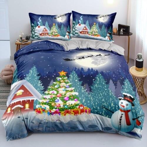 3D Duvet Cover and Pillowcase(s) Christmas Quilt Covers Set Bedding Sets 3-Piece Queen Bed Linen non-shrink