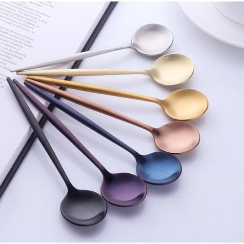 4 Color Tea Spoons Stainless Steel Small Coffee Spoons Gold Tableware Cutlery Unique Gold Small Dessert Spoon