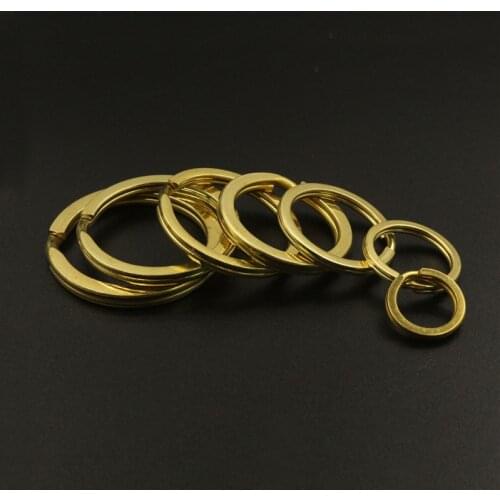 5pcs Solid Brass Split Rings Double Loop Keyring 15-38mm bag hook Connector Keychain Keys Holder DIY Leather Craft hardware