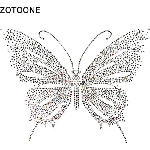 ZOTOONE Super Bright Butterfly Rhinestones Crystal Clear Hotfix Rhinestone Applique for Clothes Decoration for Needlework E