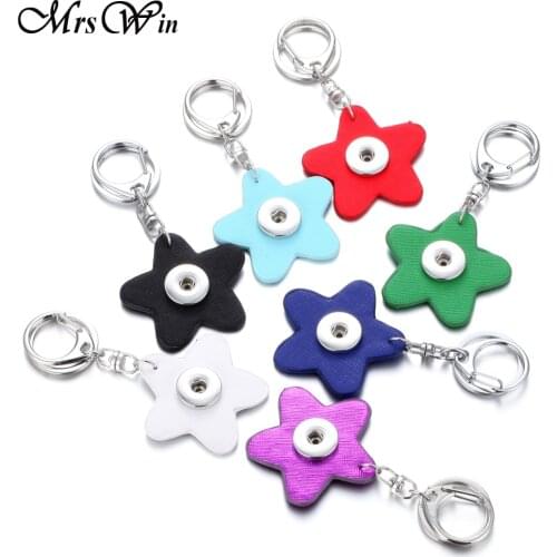 Mrs Win Snap Jewelry Starfish Snap Button Key Chain for keyring 18mm Leather Snap Keychains