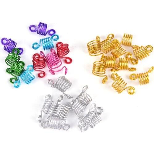 10pcs Dreadlocks Beads Mixed Golden Silver Aluminum Dread Locks Metal Cuffs Hair Decoration Braiding Hair Jewelry