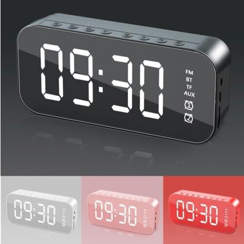 Multifunction Mirror Alarm Clock Wireless Bluetooth Speaker Portable Mini Outdoor Waterproof Audio 1000MA Subwoofer Loudspeaker
