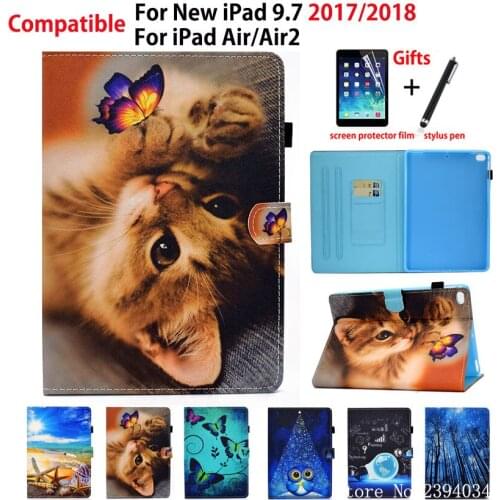 Funda For Apple iPad 9.7 2018 2017 Case 6th 5th Generation A1954 A1893 Smart Cover For iPad Air 1 Air 2 Cute printing Shell