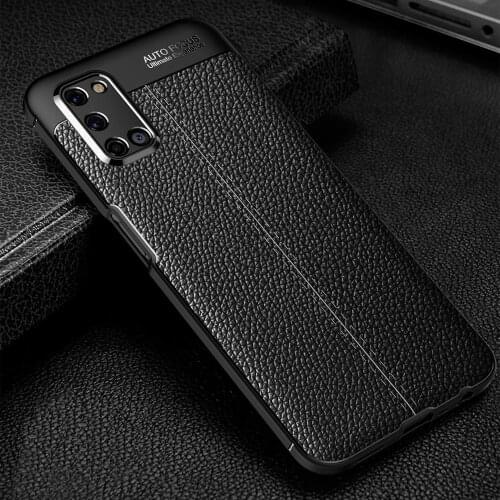 Case For OPPO A52 A72 A92 Shockproof Hybrid Armor Leather Texture Soft TPU Case For OPPO A52 A72 A92S