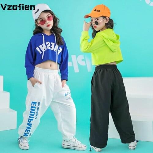 Children Casual Jazz Dance Costumes for Girls Modern Hip Hop Clothing Hoodie Costumes Cheerleader Performance Clothing