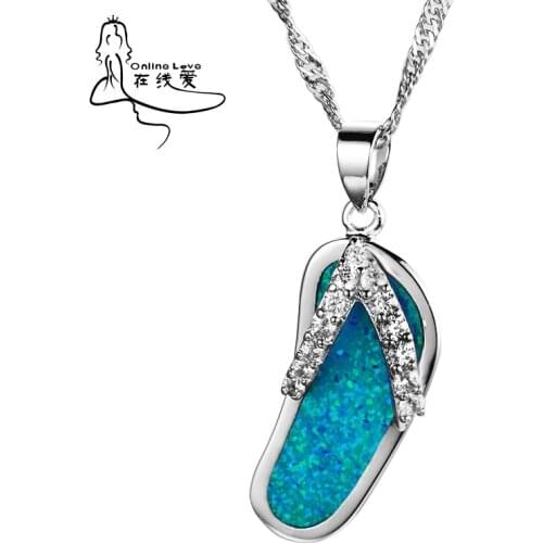 Elegant Silver Plated Blue Opal & Purple CZ Charm Pendants & Necklace Hot Sale Fashion Party Jewelry Birthday Gift PD016