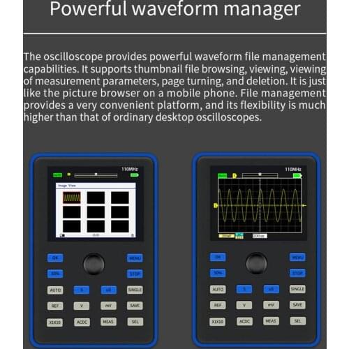 FNIRSI-1C15 Professional Digital Oscilloscope 500MS/s Sampling Rate 110MHz Analog Bandwidth Support Waveform Storage