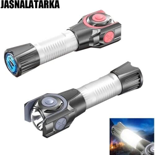 360° Rotation LED Flashlight Powerful Ultra Bright Torch Hard Light USB Recharge Led Flashlight Waterproof Camping Fishing Home