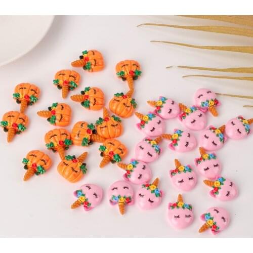 20pcs/lot Flatback Resin Unicorn Cartoon Flat back Resin Cabochons Embellishments Accessories DIY Hair Bows Center