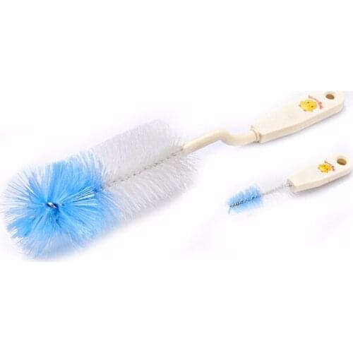KD3093 2pcs/set Bottle Brush 360 Rotation Silicon Baby Milk Feeding Bottle Brush Nipple Cleaning Cup Scrubber Washing Brushes