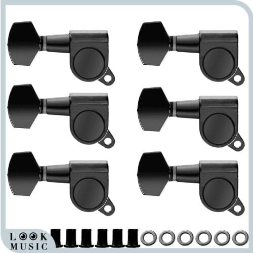 6L Acoustic Guitar Tuning Pegs Mechine Heads Tuners Acoustic Guitar Tuning Pegs DIY Left Hand FD Style Guitar Neck Pegs Black