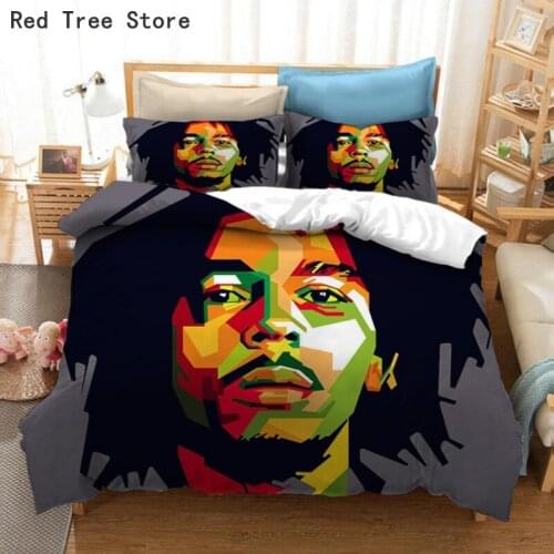 Bob Marley 3D Printed Bedding Set Singer Duvet Cover Pillow Case Comforter Bedclothes Bed Linen(NO sheet) Queen King Single Size