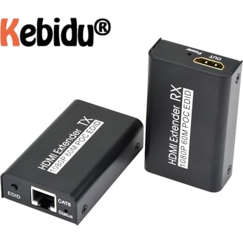 Kebidumei RJ45 Ethernet converter AYE-02 1080P HDMI 60m extender transmitter receiver US/EU plug