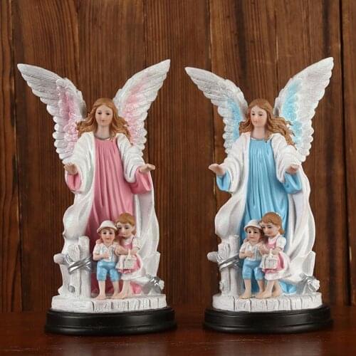 Creative Angel Figurine Cute Baby Angel Cherub Resin Sculpture Praying Statue Ornaments for Home Garden Living Room Decoration