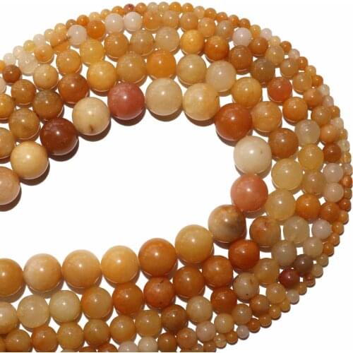 Free Shipping Natural Stone Xinjiang Yellow Jades Round Beads 4 6 8 10 12 MM Pick Size For Jewelry Making Charm Diy Bracelet