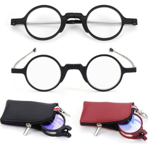 Lightweight Folding Compact for Women & Men with Keychain Case Presbyopia Eyeglasses Mini Reading Glasses Readers