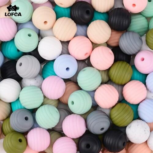 LOFCA 10pcs 15mm Beehive Silicone Beads Food Grade Silicone Teether DIY Pacifier Clips Beads Necklace Baby Teether Lets Make