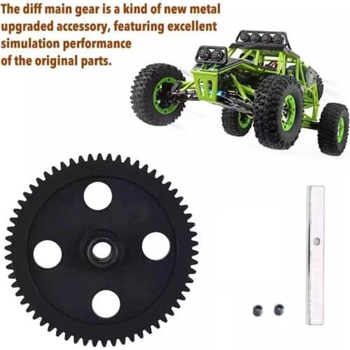 62T Metal Straight Tooth Differential Main Gear Central Reducer for WLtoys 1/12 0015 RC Car 12428 12423 Tracked Short-range Truc
