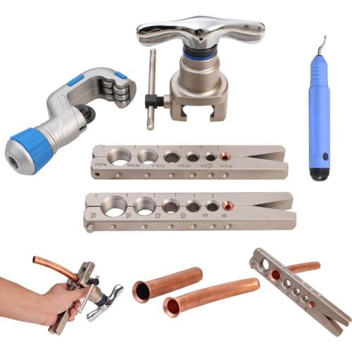 Flaring Tool Kit 6-19mm and 1/4”-3/4” 45° Eccentric Cone Type Sets for Flaring Copper Pipe , Aluminum Pipe, HAVC Pipe