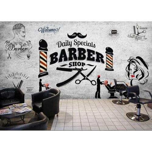WDBH Custom photo mural 3d wallpaper Retro hair salon trend hairstyle beauty barber shop 3d wall mural wallpaper for living room