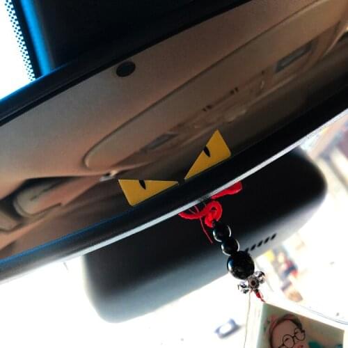NO.S305 Eye of Devil Car Interior Rearview Mirror Reflective Safety Warning Stickers Motorcycle Helmet Stickers and Decals