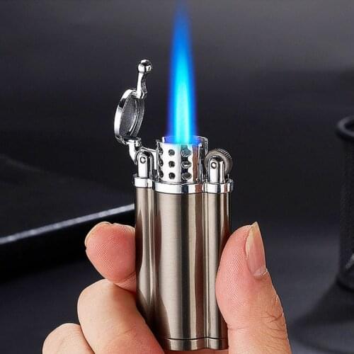 New Turbo Jet Lighter Compact Butane Torch Metal Cigarette Lighters Gas 1300 C Windproof Petrol Lighter Dual Vortex spout Fire