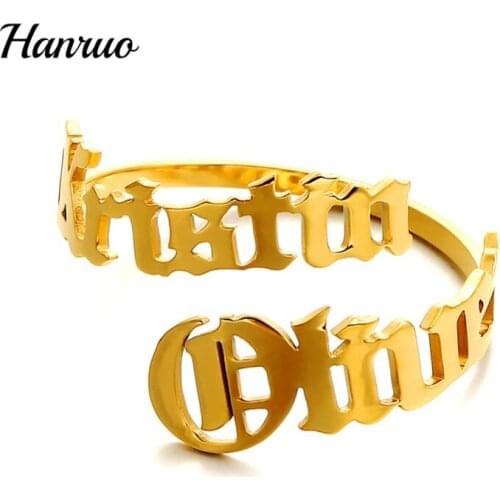 Custom Double Name Couple Rings For Woman Best Friends Wedding Band for Lovers Metal Stainless Steel Personalized Letter Rings