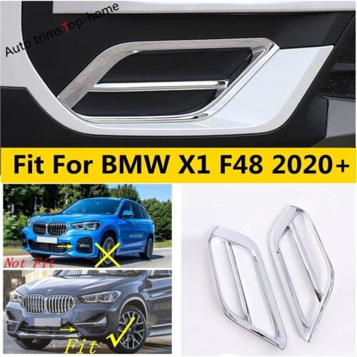 Front Bumper Fog Lights Lamps Frame Decoration Cover Trim Accessories Fit For BMW X1 F48 2020 ABS Chrome Exterior Refit Kit