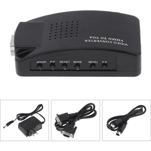 TV BNC S Video to VGA Converter Adapter Digital Box 1080P Connect Video Camera VCD DVD Game Console Power Adapter For TV Display