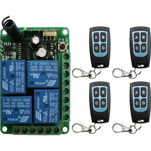 DC12V 24V 4 CH 4CH 433MHz rf Remote Control Switch Wireless Relay Receiver Controller for Garage\ Door\ LED\ Bulb