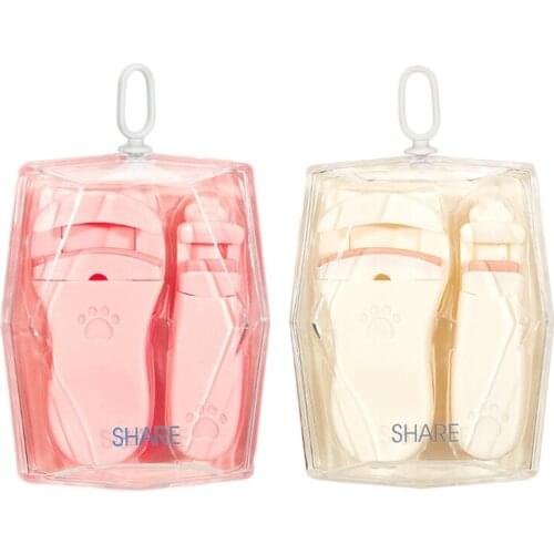Q1QD 2pcs Cute Cat Paw Wide Angle Eyelash Curler with Mini Partial Corner Clip Tool
